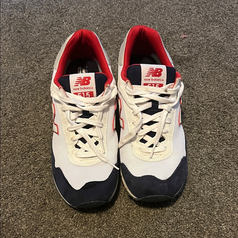 New Balance 515 Men's White, Red, and Black Sneakers - Picture 2 of 7